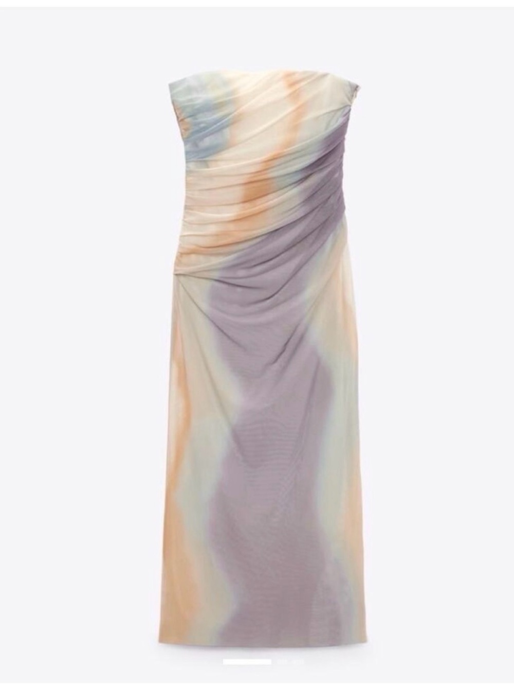 Zara Strapless Pastel Marble Maxi Dress - Picture 2 of 2
